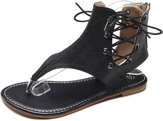 black ankle tie flat sandals