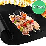 Vremi Grill Mat - Set Of 5 Heavy Duty Non Stick And Reusable BBQ Grill Mats - Heat Resistant BPA Free And Easy To Clean For Gas Charcoal Electric Smoker Barbecue Grills Or As Baking Oven Liner