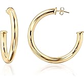 Barzel 18K Gold Plated Chunky Open Hoop Earrings for Women, Trendy Gold Hoop Earrings, 20mm-50mm, 5mm Thick, 4 Sizes, Made in Brazil, High Polish Finish