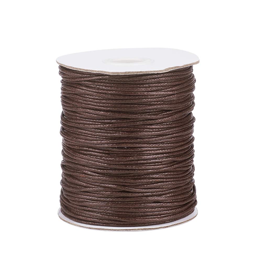 Pandahall 100 Yards/Roll 1.5mm Braided Waxed Cotton Cord String DIY Jewelry Craft Macrame Making Beading Thread Rope with Spool (SaddleBrown)