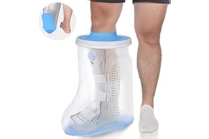 DNEOUXI Waterproof Extra Wide Leg Cast Cover for Shower, Extra Large Watertight Foot Protector Cover with Non-Slip Bottom for Plus Size Adults Surgery Casts Boots, Fits Leg Size 10"-29"