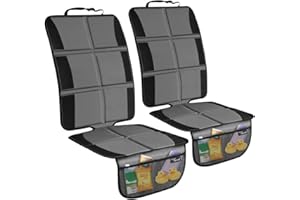 ORIENT FAMULAY Car Seat Protector, 2 Pack Large Car Seat Protectors for Child Baby Car Seat with Organizer Pockets, Thick Padding Waterproof Car Seat Protector, Auto Vehicle Leather Seats Dog Mat Cover Pads, Grey
