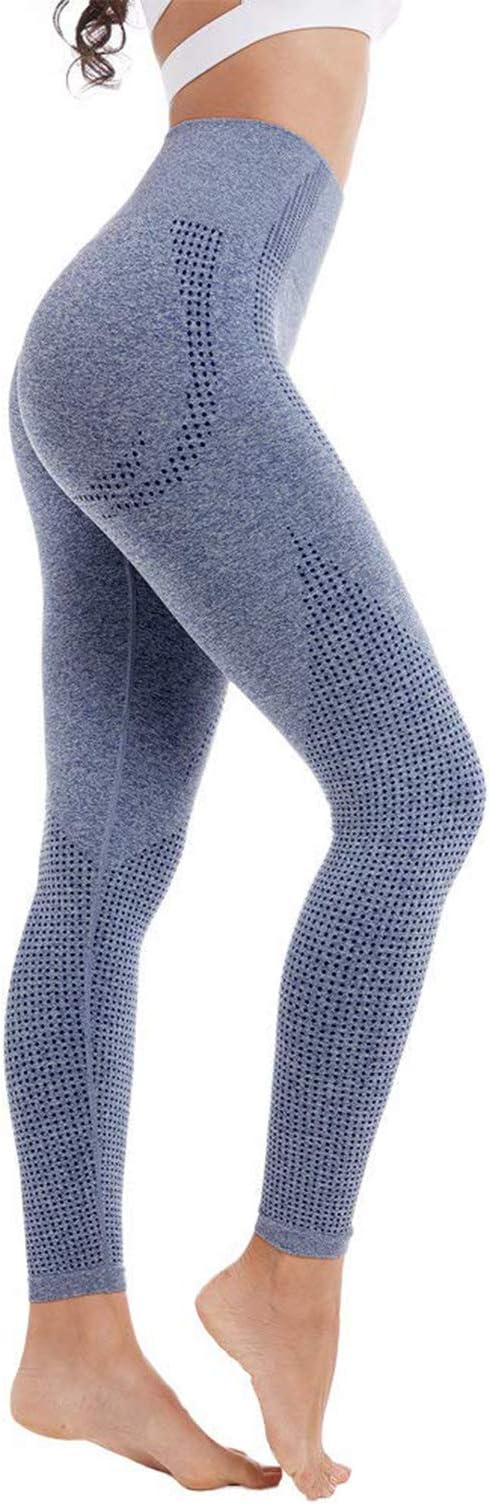Hight Waist Yoga Pants for Women Seamless Leggings Tummy Control Tights Squat Proof Blue-Grey