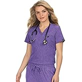 KOI Basics Kade Women's 1-Pocket Tuck-in Scrub Top Heather Wisteria X-Large