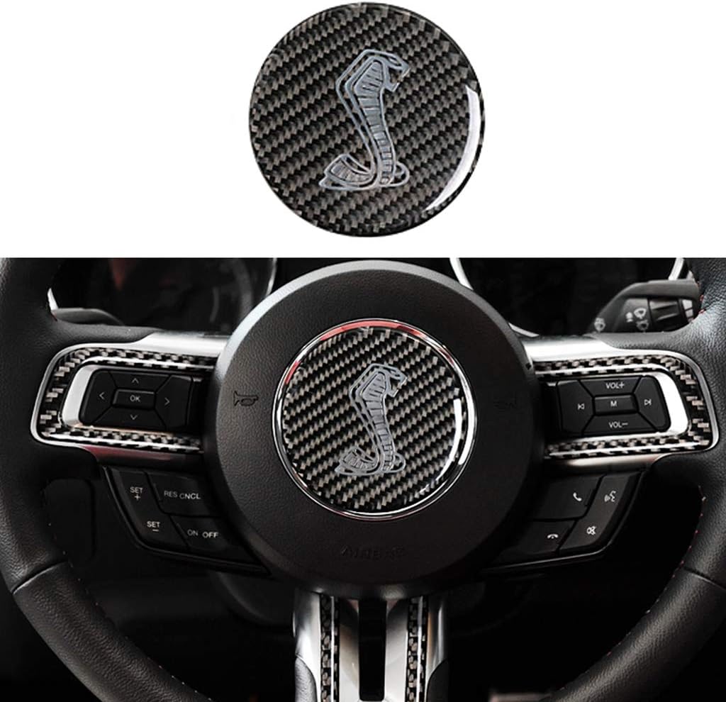 TopDall Carbon Fiber Shelby GT Steering Wheel Sticker Cover Compatible for Ford Mustang