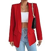 KateModa Women's Sweater Blazers Bussiness Casual Jacket Long Sleeve Cardigan Button Front Lapel Suit with Pockets