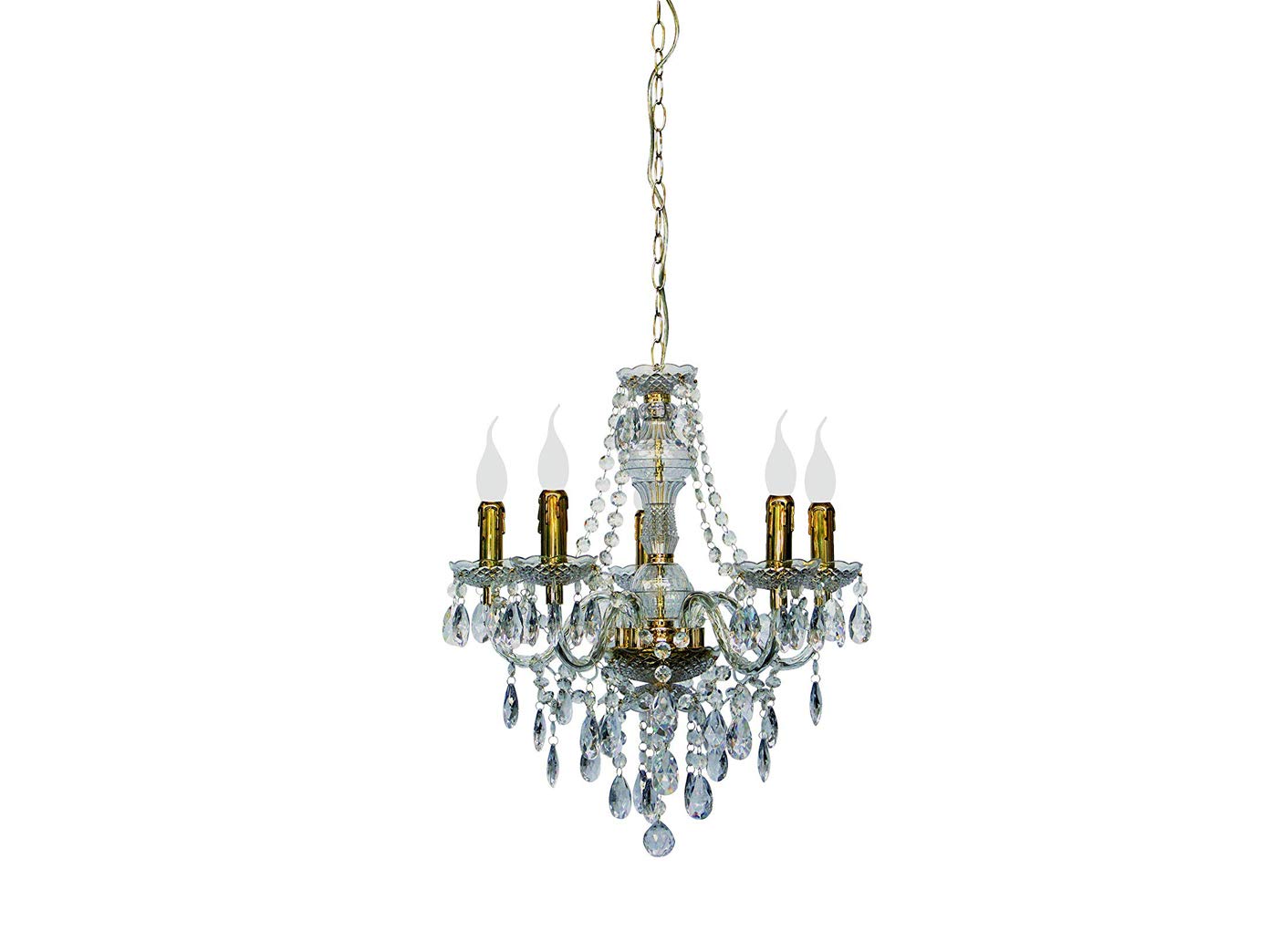 Trio Lighting R1107-03 Luster 5-Light Chandelier, Glass, Gold, E14, 40 W
