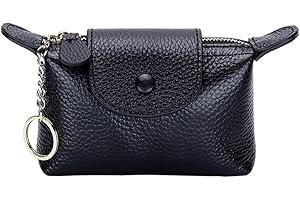 Yzikema 1 Pcs Leather Zipper Coin Purse Wallet With Key Ring, Coin Organizer, Change Holder,Card Case, Mini Leather Zipper Storage Bag for Men & Women