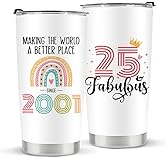 kdxpbpz 25th Birthday Gifts for Women, 2001 25th Birthday Decorations for Woman, 25 Year Old Gifts For Her, Daughter, Sister, Friend, 20 oz Stainless Steel Vacuum Insulated Tumbler