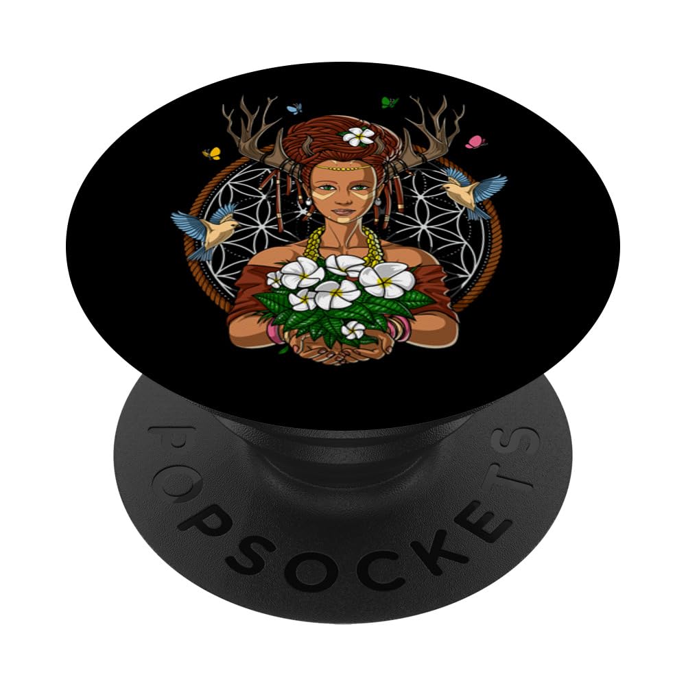 Forest Goddess Pagan Nature Flowers Floral Botanical PopSockets Adhesive PopGrip