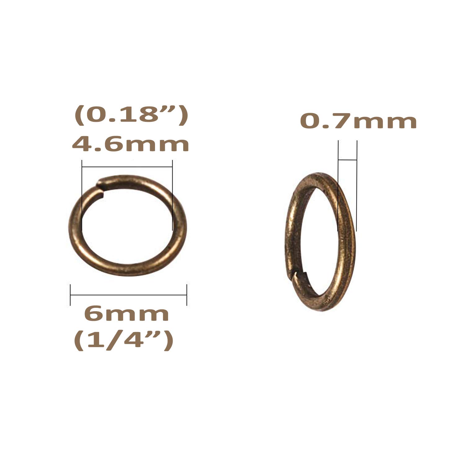 Open Jump Rings Hotetey 1 Box (About 1800Pcs) Assorted 6 Colors 6mm Open Iron Jump Rings Connectors for Jewelry Making