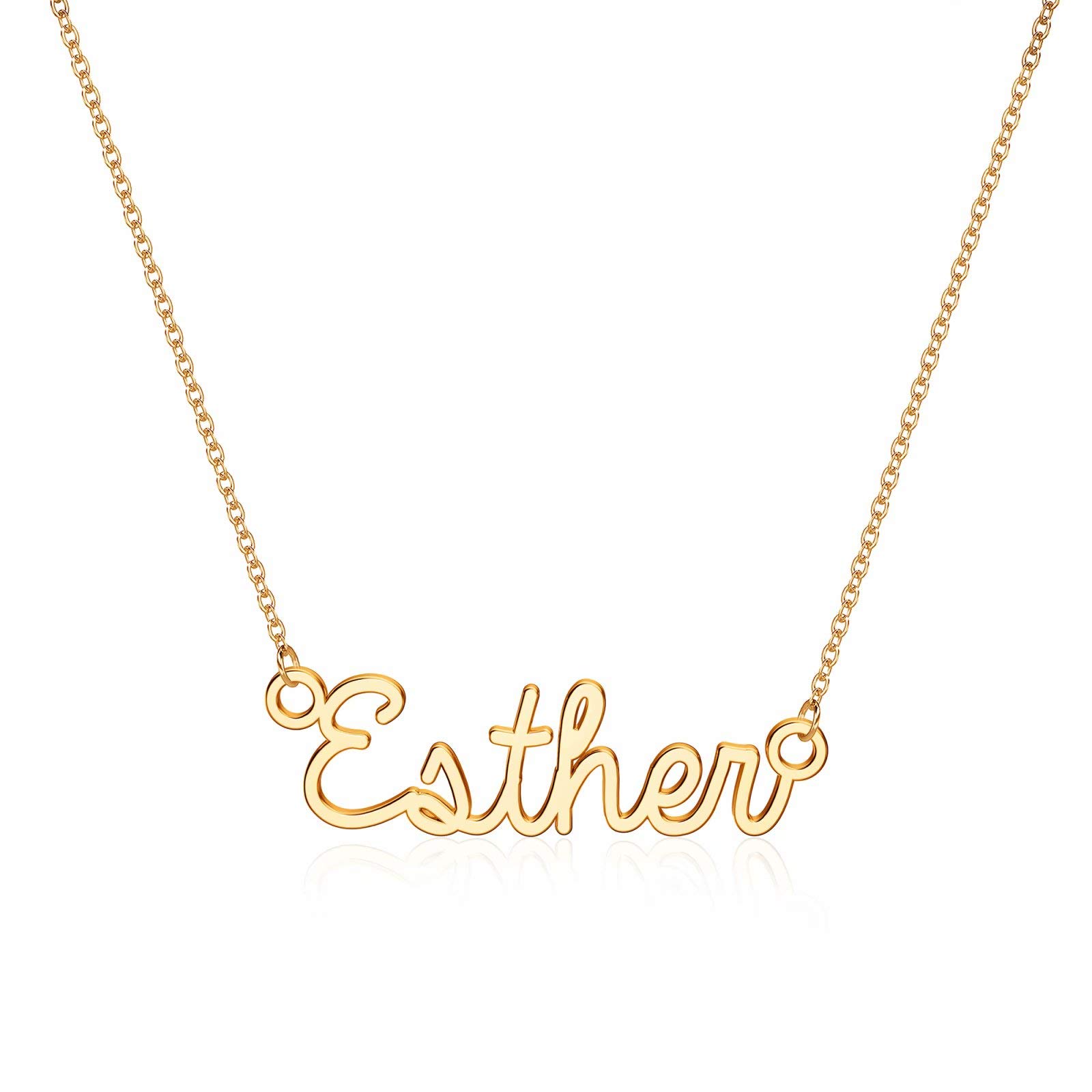Turandoss Esther Necklace, 14K Gold Plated Name