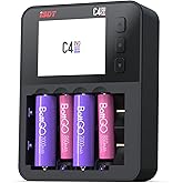 ISDT C4 EVO Universal AA AAA 18650 21700 Battery Charger 6-Bay Smart Battery Charger for 3.7V 1.5V Li-ion 1.2V Ni-MH/Ni-Cd NiZN Rechargeable Batteries with Discharge Refresh 36W Type-C Input