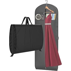MISSLO 65" Garment Bags for Travel for Women with Loackabe-Self Zipper Waterproof Dress Bags for Gowns Long with Accessories