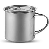 MAXCOOK 13.5oz Pure Titanium Camping Mug with Lid (400ml) | Lightweight Titanium Pot Foldable Handle Tea Cup Coffee for Outdoor Backpacking Hiking Traveling Picnic