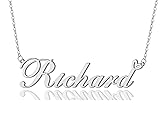 AOLO Richard Heart Name Necklace Silver Stainless