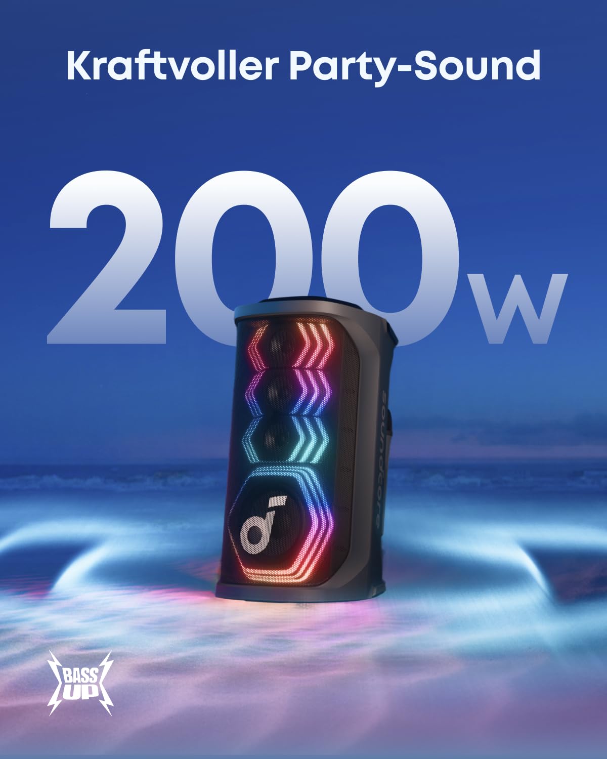 soundcore Rave 3S Partybox mit KI-Karaoke, Party-Lautsprecher mit 2 kabellosen Mikros, 200W Sound, KI-Gesangsentfernung, Lichtshow, Auracast, 12h Spielzeit, Bluetooth Lautsprecher für innen & außen 3