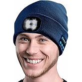 Unisex Bluetooth Hat with Light, USB Rechargeable Hands Free Headlamp LED Beanie, Winter Gifts for Men Dad Father Husband Him