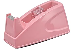 Desktop Office Tape Dispenser, Fits Standard 1-Inch Core Tapes, Weighted Non-Slip Base, Sharp Metal Blade, Smooth Cutting, He