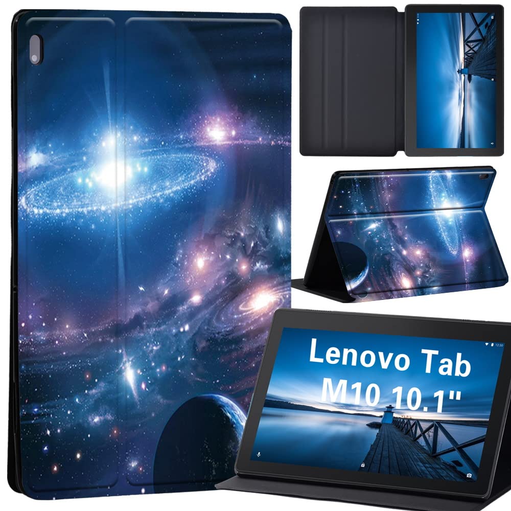 Case for Lenovo Tab M10 TB-X605F/ TB-X605L/ TB-X505F/ TB-X505L - Leather Tri-Fold Stand Cover Case for Lenovo Tab M10 10.1-Inch Tablet (fantasy planets system)