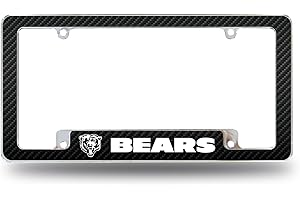 Rico Industries NFL Football Black 12" x 6" Chrome All Over Automotive License Plate Frame for Car/Truck/SUV