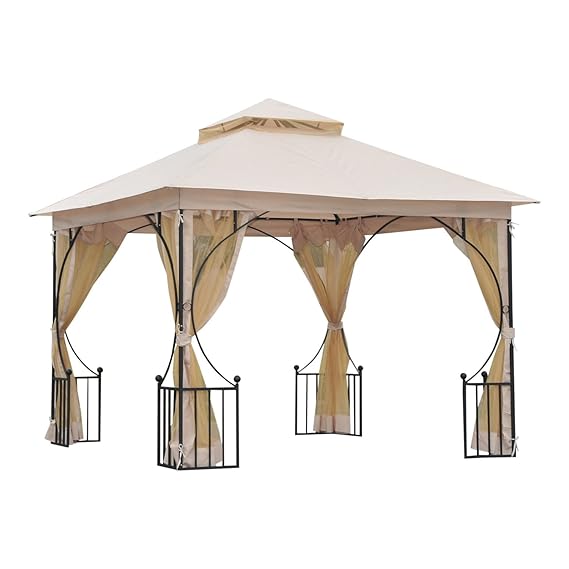 Outsunny Pavillon Gartenpavillon Partyzelt Gartenzelt Festzelt Doppeldach 3x3m