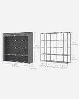 SONGMICS Clothes Wardrobe Portable Closet with 4 Hanging Rails Grey 170 x 45 x view 7