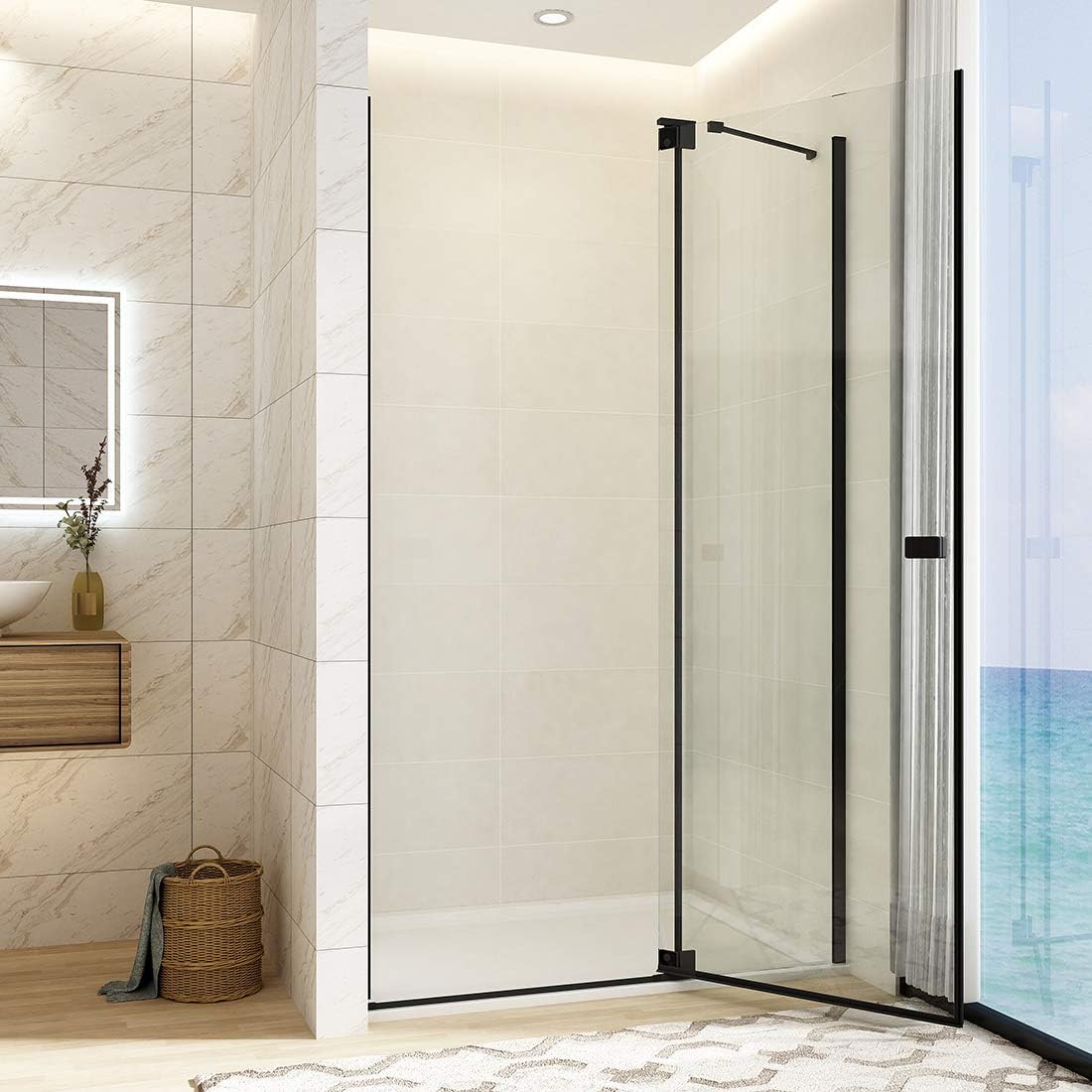 Schwarz Rahmen WELMAX Duschtür 90 x