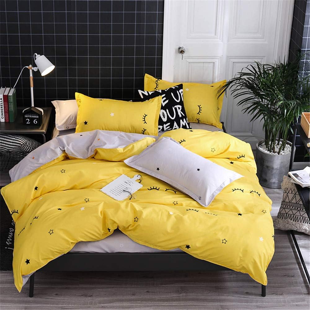 JQWUPUP Yellow Quilt Cover Set Double - Image 4