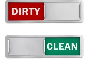 Dishwasher Magnet - Clean/Dirty Sign, Green, Plastic, 7 x 2 Inches, Minimalist Style