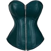 Corsets for Women Faux Leather Corset Top Steampunk Corsets Zipper Bustier Pirate Costume