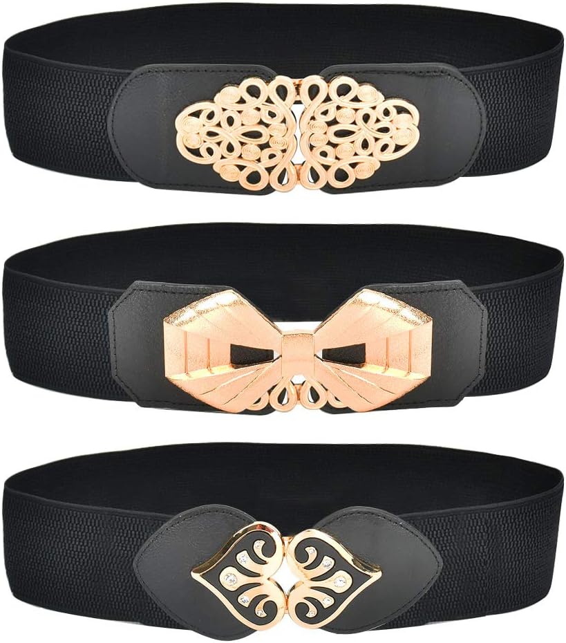 3 Pieces Wide Women Waist Belt, Dress Waist Belt, Ladies Elastic Waist