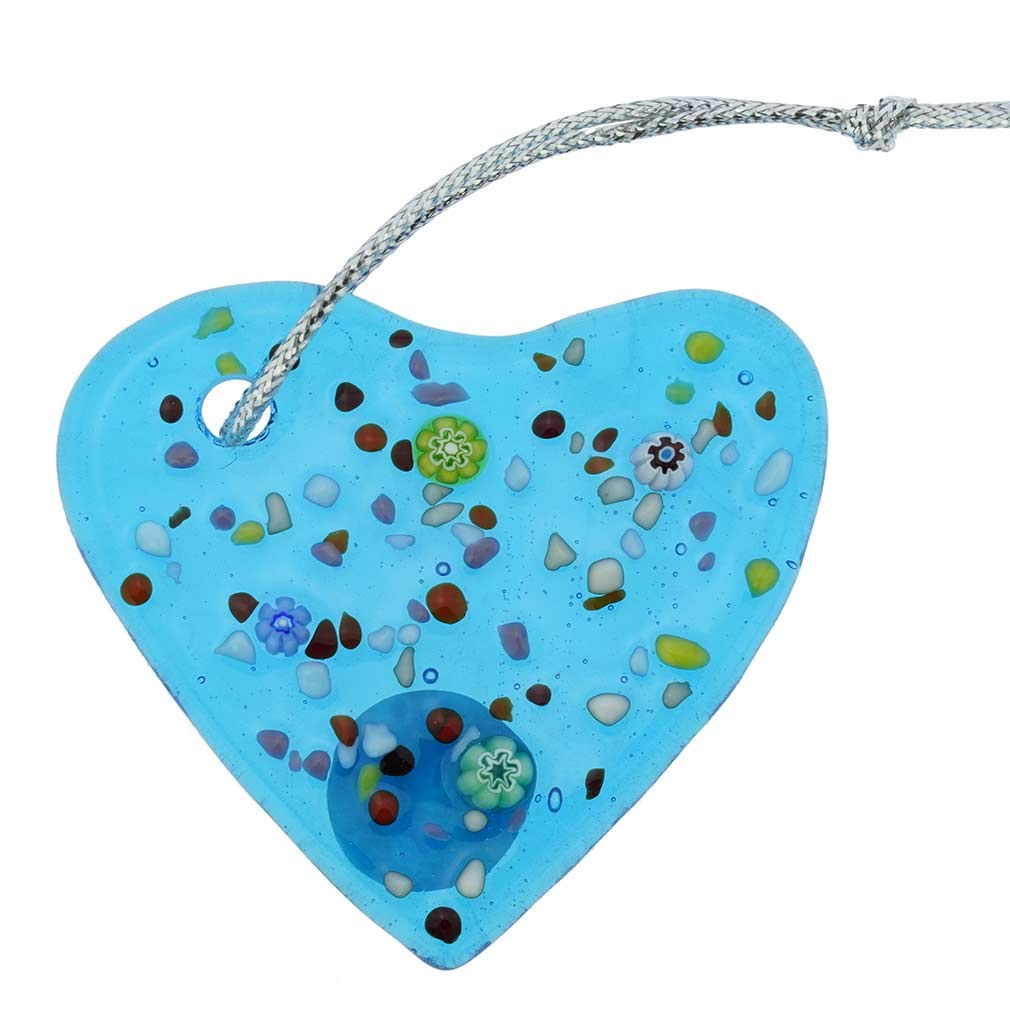 Glass Of Venice Murano Glass Heart Christmas Ornament - Aqua