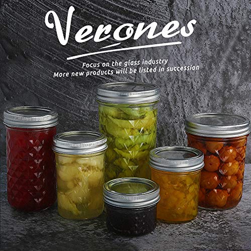 VERONES Mason Jars 12 OZ, Canning Jars Jelly Jars With Regular Lids, Ideal for Jam, Honey, Wedding Favors, Shower Favors,15 PACK