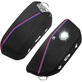 QBUC 2PCS for BMW Key Fob Cover, Soft Silicone Key Case (3 Button,Black) | for BMW 2024 2023 2025 7 Series IX I5 M60 X5 X7 X6 IX I7 Car Key Protector with Rings