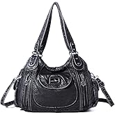 Angel Kiss Purses for Women, Large Shoulder Bag Hobo Tote Purse Mutipocket Faux Leather Satchel Hobo Purse