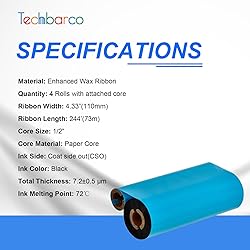 4 Rolls 4.33" x 244'(110mm x 74m) Desktop Thermal