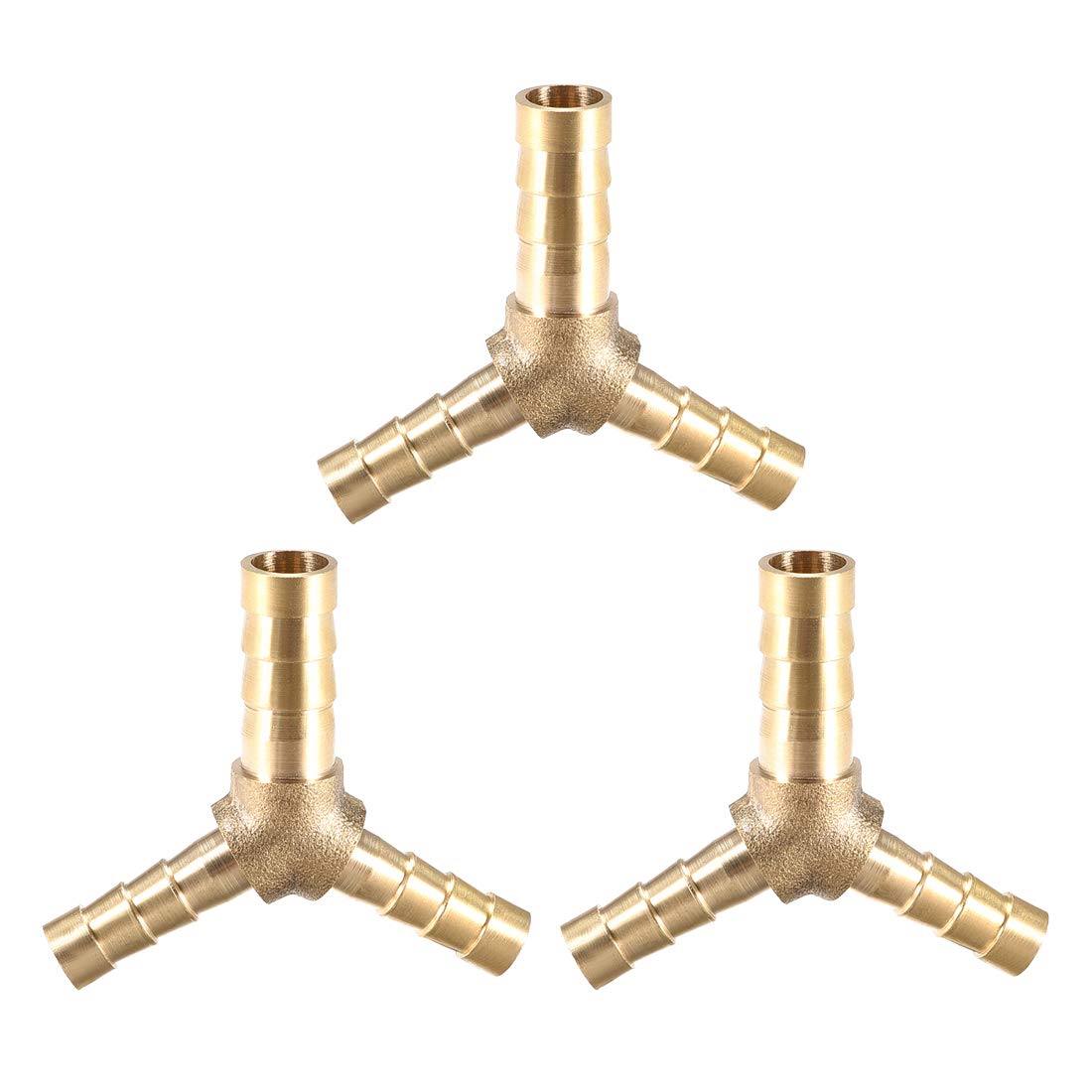sourcing map Tee Brass Barb Fitting Reducer Y Shape 3 Way Fit Hose ID 8x6x6mm 3pcs