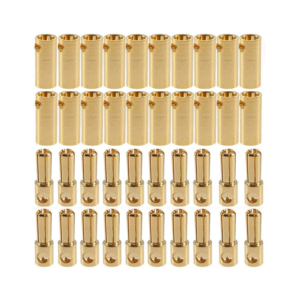 FLY RC 20 Pairs Gold-Plated 5.0mm 5mm Banana Plug Bullet Male Female Connector Adapter for ESC Motor RC Lipo