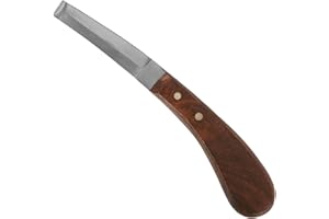 DrTail Hoof Knife Double Edged Curved Blade – Stainless Steel Curved Blade Farrier Tool with Wooden Handle, Multipurpose Hoof Trimming Knife for Livestock, 3-Inch Blade, 8.5-Inch Overall (Left Hand)
