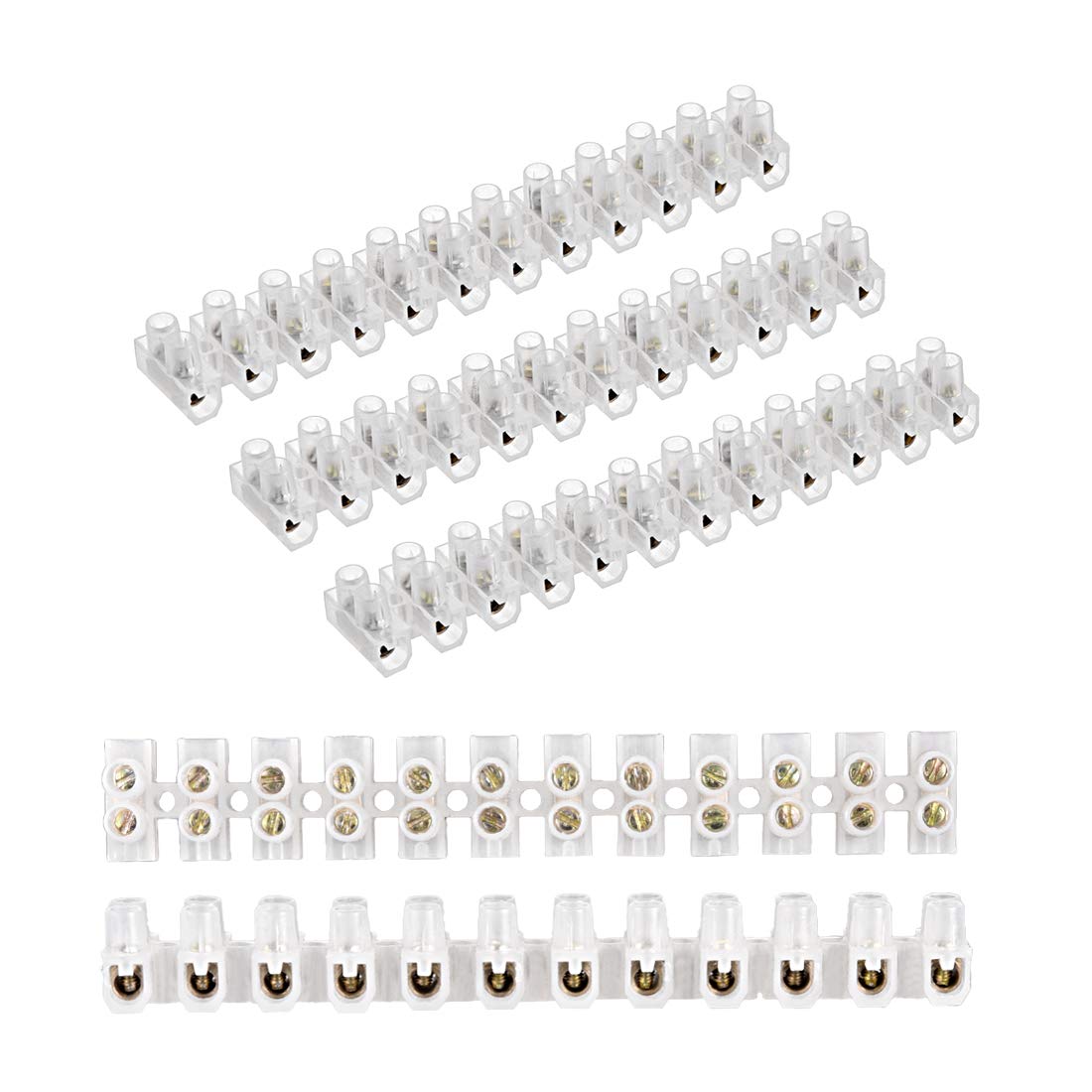 sourcing map Terminal Strip Screw Terminal Barrier Block 5A 12 Position Dual Row Type U Wire Connector 5pcs