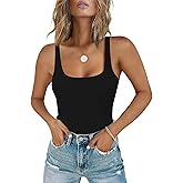 Chunpin Women's Square Neck Sleeveless Bodysuit Tank Top Body Suits Thong Bodysuits Outfits
