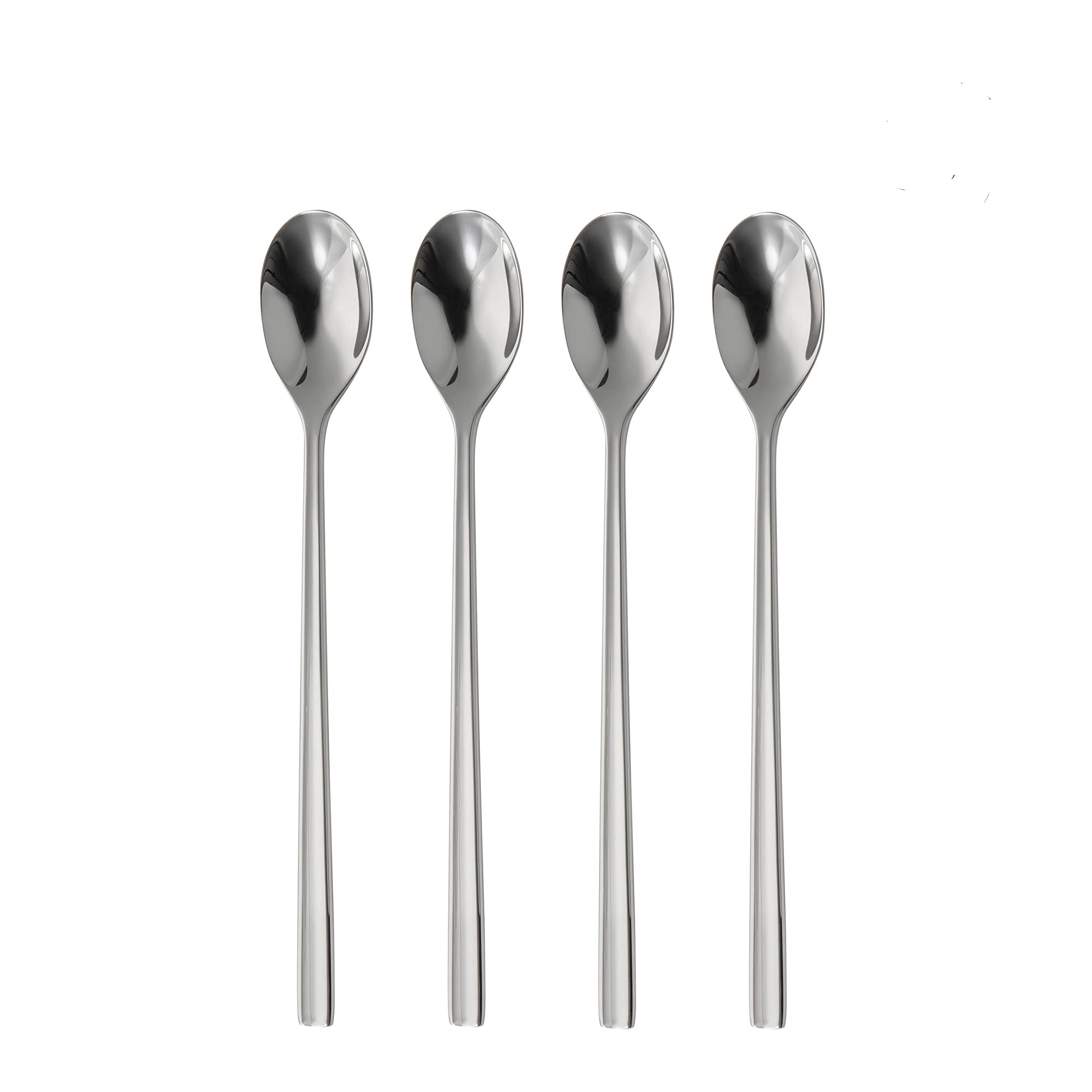 Robert Welch Blockley Bright Long Handled Spoon, Set of 4. Suitable for Latte, jam and ice Cream. Made from Stainless Steel. Dishwasher Safe.