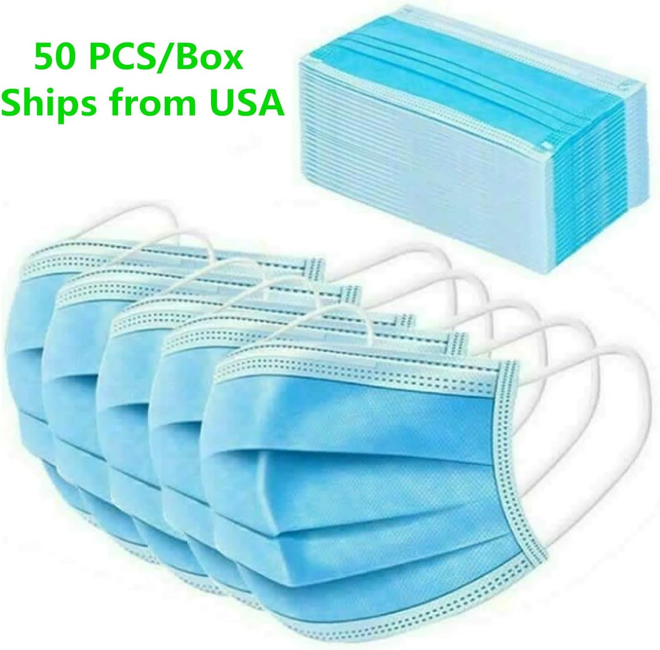 50 PCS Disp0sable Earloop Face Màsks,Level 3 Respirator Màsks For Surgica1 Denta1 Polypropylene Màsks for Personal Health Protection