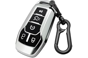 Kirsnda for Ford and for Lincoln key fob cover case,with keychain fit Explorer for Mustang for Edge Fusion MKZ MKC Smart Remote Vehicle Accessories,Soft TPU key case,5 Buttons(Silver)