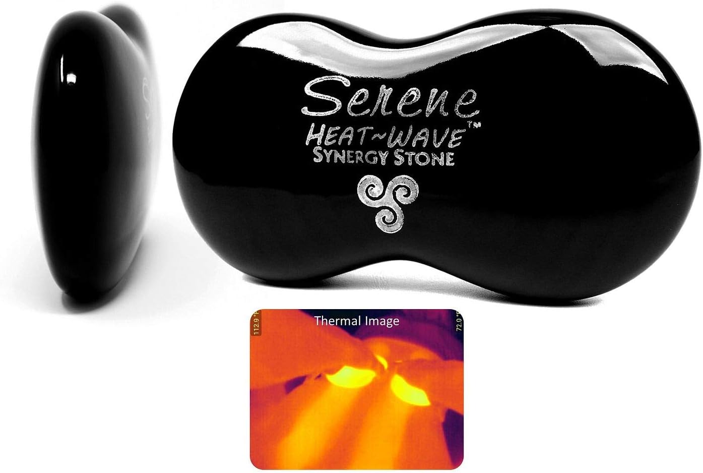 Serene (Onyx)(Single) Synergy Stone - Contoured Hot Stone Massage Tool - Relaxing and Therapeutic for Neck, Back, Legs, Feet - Ultra-Smooth for Massage on Skin with Oil or Over Clothes