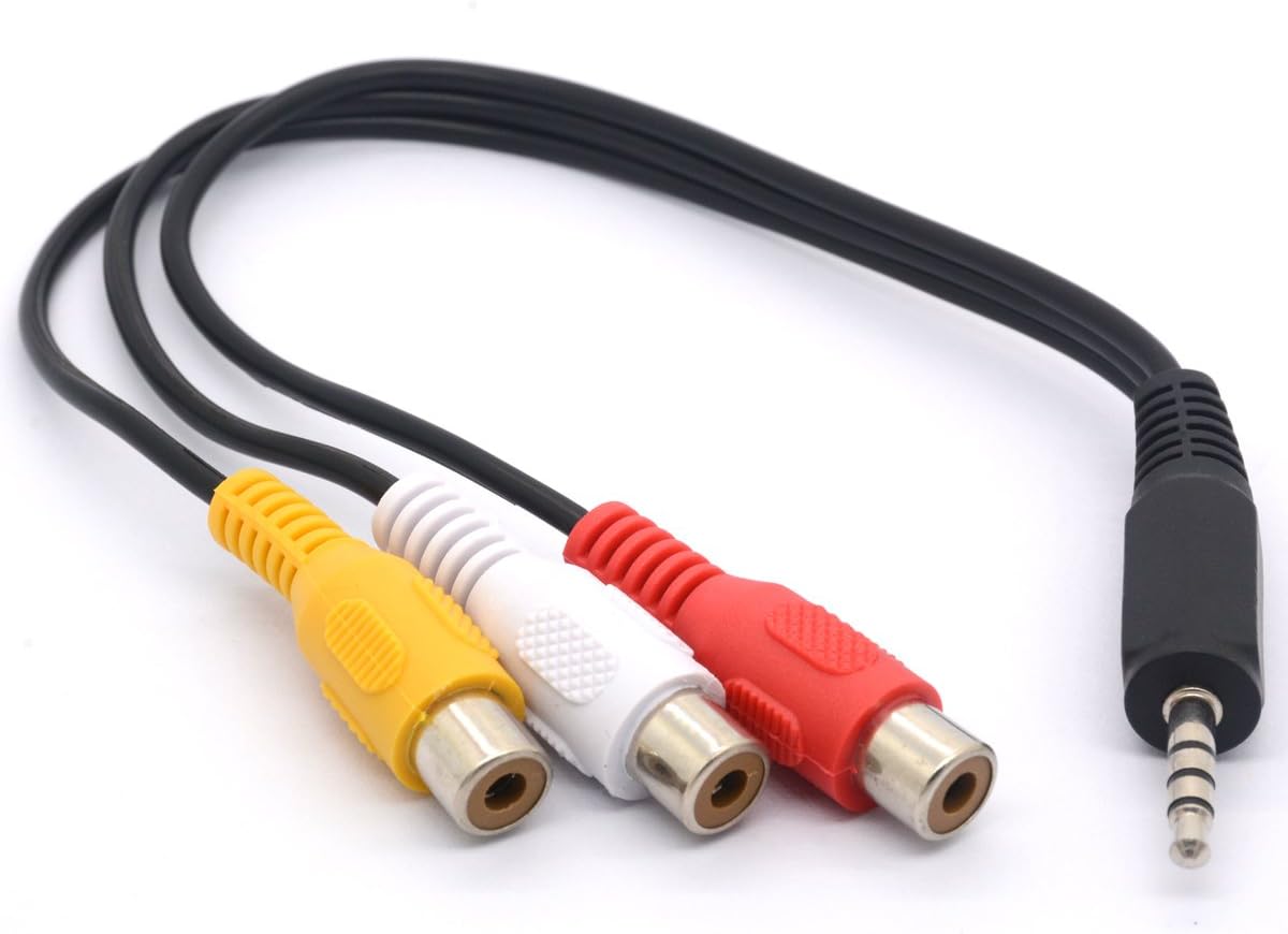 OpenII 3.5 to RCA Audio Splitter Cable, 3.5mm Mini 1/8" TRS Stereo Male to 3 RCA Female Jack Adapter Cord - 25cm