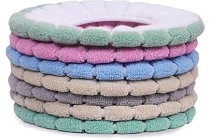 Soft Washable Toilet Seat Pad Warmer for Round and Oval Seats – Polyester Warm Comfort Cover, Stretchable 30x30 cm, Reusable 
