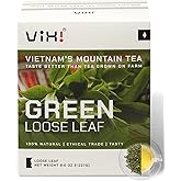 VIXI Green Tea Loose Leaf, (8.00 Oz), Vietnam's Mountain Tea, Caffeinated, Antioxidant, Dried Whole Full Large Leaves, 100% Natural from Ancient Tea Tree for Hot and Cold Brew
