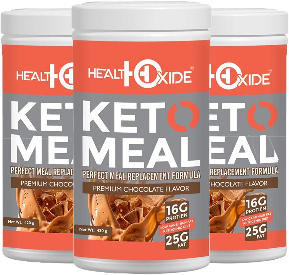 HealthOxide Ketogenic Diet - Perfect Meal Replacement Shakes for Good Health – 420 g (Chocolate) (PACK OF 3)